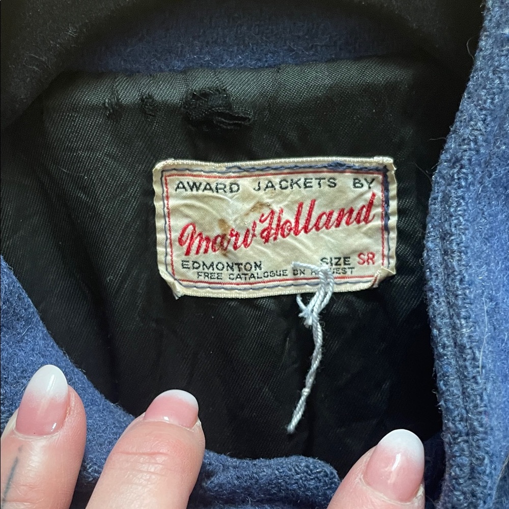Vintage Blue Wool Jacket with Yellow Accents - Picture 3 of 3